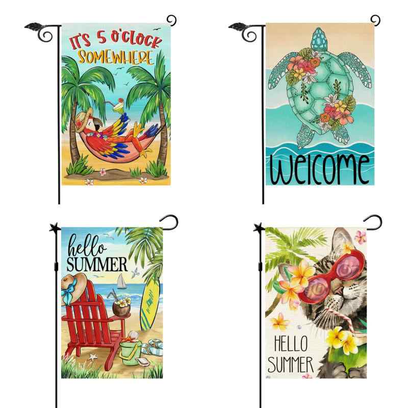 フラッグ サマーシーズン ビーチ 海 ウミガメ 動物柄 両面 デジタルプリント カラフル ガーデン パーテ..