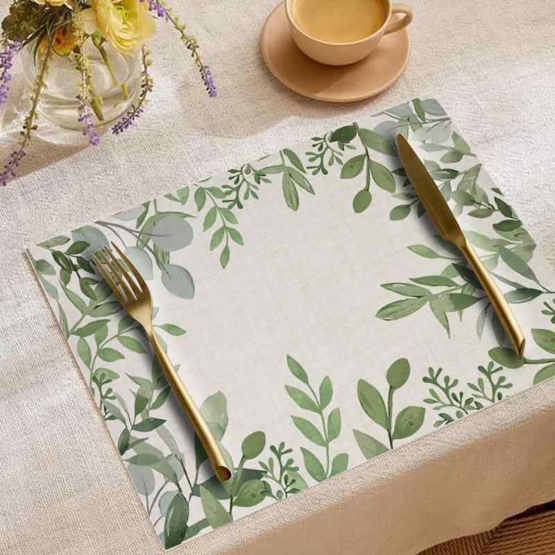 ランチョンマット 花柄 麻 リネン 断熱 スクエア モダン シンプル おしゃれ 春夏 食卓 ダイニング テーブルマット 飾り 普段使い 汚れ防止 お手入れ簡単 洗える(x2)