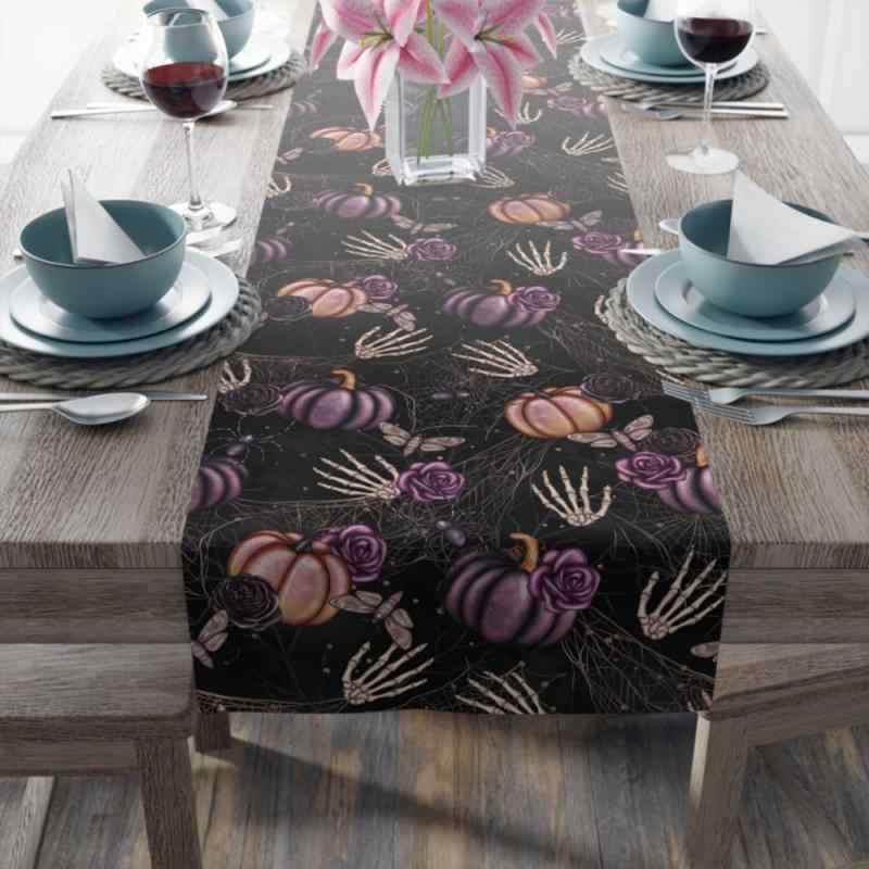 テーブルランナー ハロウィン カボチャ 魔女柄 ポリエステル繊維製 モダン シンプル リビング 寝室 ダ..