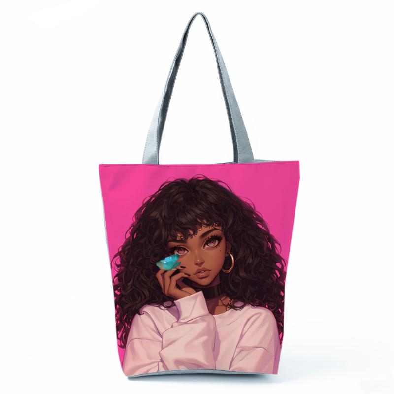 トートバッグ レディース ガールズイラスト柄 ショルダーバッグ ハンドバッグ 個性的 おしゃれ トレン..
