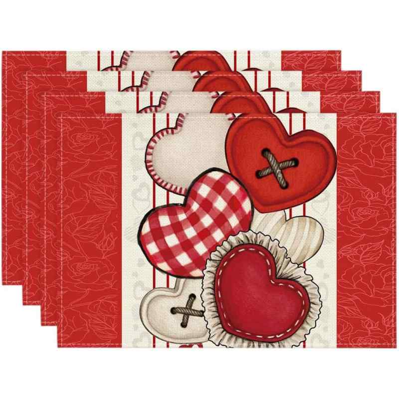 ランチョンマット ポリエステル製 バレンタインデー クリスマス パーティー 食卓 飾り おしゃれ ダイニング キッチン テーブルマット アメリカン スタイル お手入れ簡単 業務用(x4)
