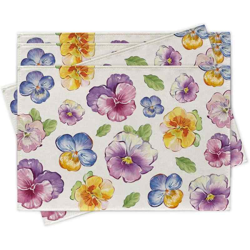 ランチョンマット テーブルマット 春夏 リネン調 ポリエステル パーティー キッチン アウトドア リビング ダイニング 食卓用 おしゃれ 装飾 モダン シンプル 業務用(x4)