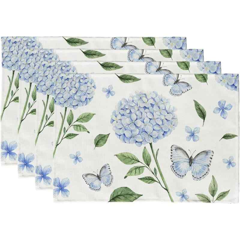 ランチョンマット 麻調ポリエステル 春夏 食卓 ダイニング リビング キッチン用 パーティー アウトドア モダン インテリア 装飾 業務用(x4)