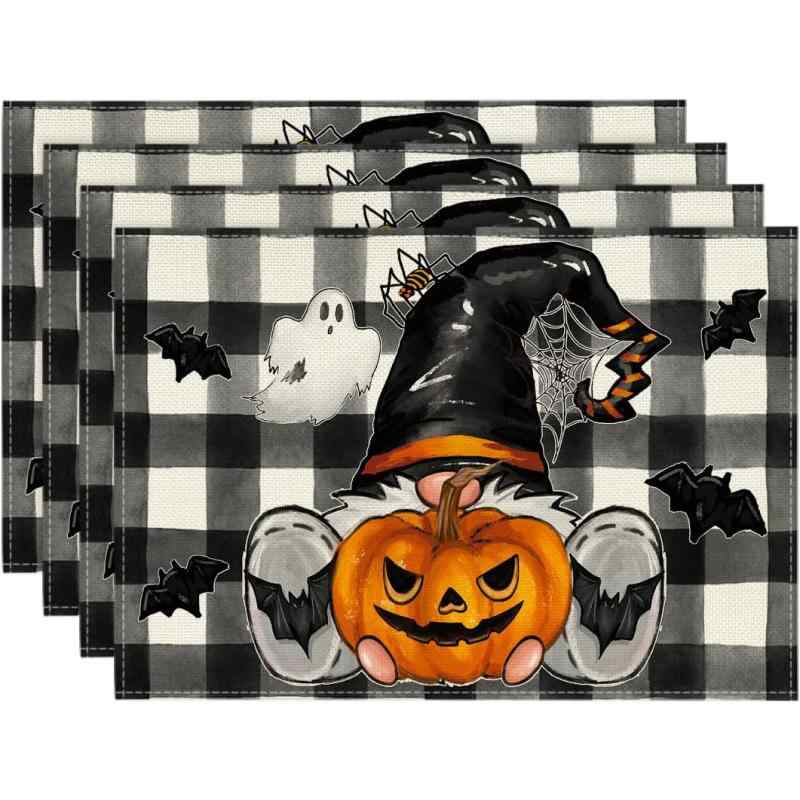 ランチョンマット ハロウィン 食卓飾り パーティー イベント キッチン用 テーブルウェア セット ポリエステル モダン シンプル リビング ダイニング 商用(x4)