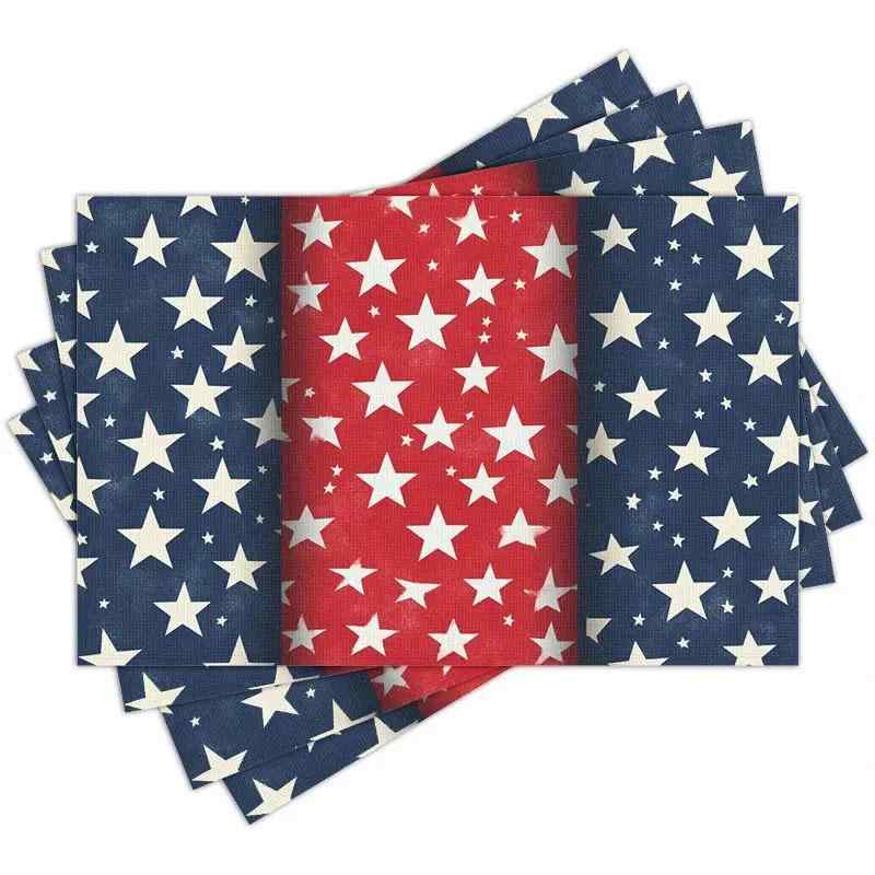 ランチョンマット アメリカン 独立記念日 国旗柄 花柄 春夏 イベント パーティー 食卓 ダイニング キッチン 商用 ポリエステル製 30x45cm(x4)