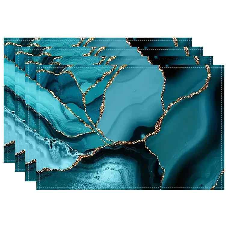 ランチョンマット 夏物 ヒトデ柄 ボヘミアン柄 幾何学柄 キッチン ダイニング リビング 業務用 季節装飾 ポリエステル製 アメリカン デザイン インテリア雑貨(x4)