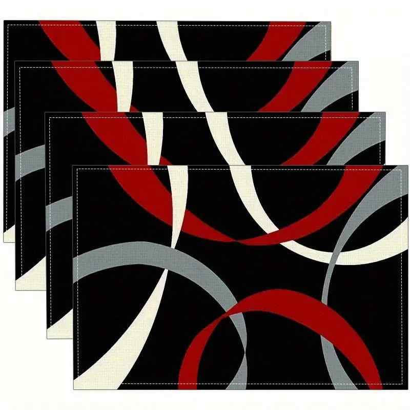 ランチョンマット 大理石調 ボヘミアン柄 幾何学模様 ポリエステル製 洗える 撥水 おしゃれ モダン キッチン ダイニング 食卓 テーブル インテリア(x4)