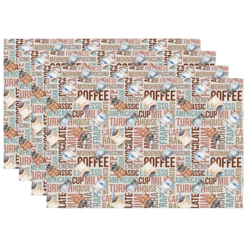 ランチョンマット フェイク大理石調 ボヘミアン柄 幾何学模様 ポリエステル製 モダン キッチン ダイニング リビング 装飾 アメリカンスタイル(x4)