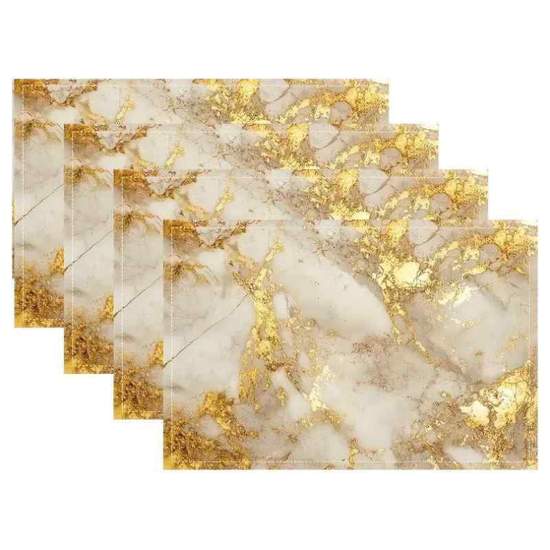 ランチョンマット モダン シンプル おしゃれ 大理石調 幾何学模様 ポリエステル製 キッチン ダイニング リビング用 テーブルマット インテリア装飾(x4)