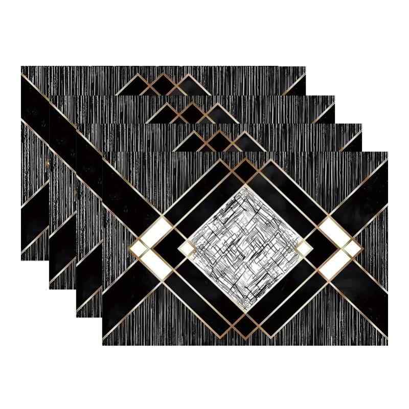 ランチョンマット モダン シンプル 大理石柄 幾何学模様 ポリエステル アメリカンスタイル ダイニング 食卓 リビング 書斎 キッチン デコレーション インテリア 商業施設(x4)