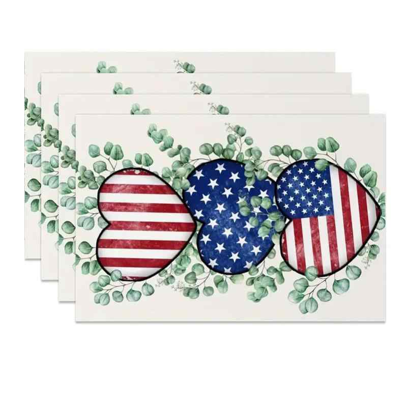 ランチョンマット アメリカ独立記念日 戦没将兵追悼記念日 季節限定 キッチン ダイニング デコレーション ポリエステル製 アメリカンスタイル 春夏用(x4)