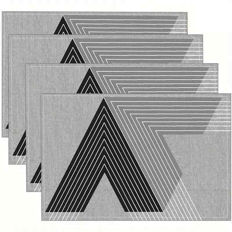 ランチョンマット ボヘミアン 幾何学模様 ストライプ 黒 ゴールド ポリエステル ダイニング 食卓 テーブルウェア 撥水 洗える おしゃれ モダン デザイン(x4)