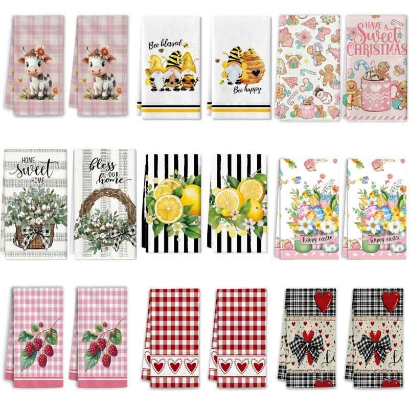 キッチンクロス マイクロファイバー タオル地 ふきん 春夏 花柄 リーフ柄 アニマル柄 吸水 速乾 家庭用..