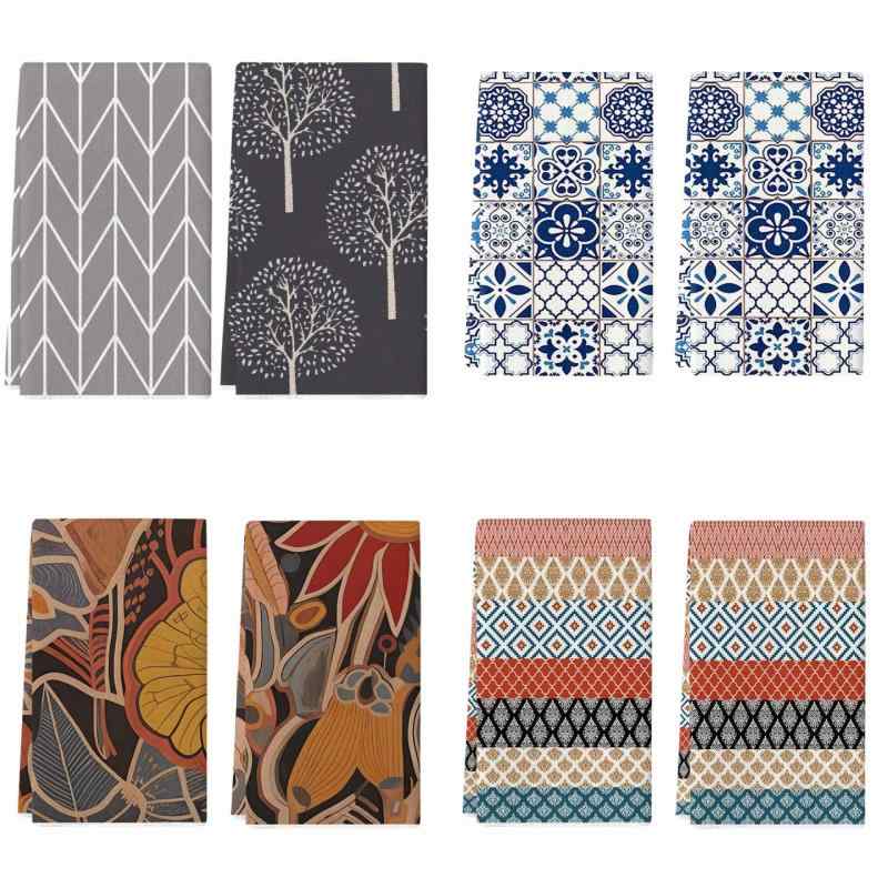 キッチンクロス マイクロファイバー タオル地 幾何学模様 プリント ふきん 食器拭き 雑巾 万能クロス ..