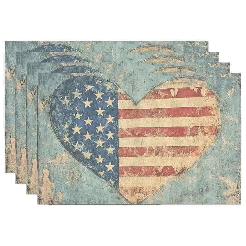 ランチョンマット アメリカン 愛国 独立記念日 春 季節限定 パーティー キッチン ダイニング ポリエステル 食卓飾り テーブルコーディネート おしゃれ カジュアル 普段使い 新生活(x4)