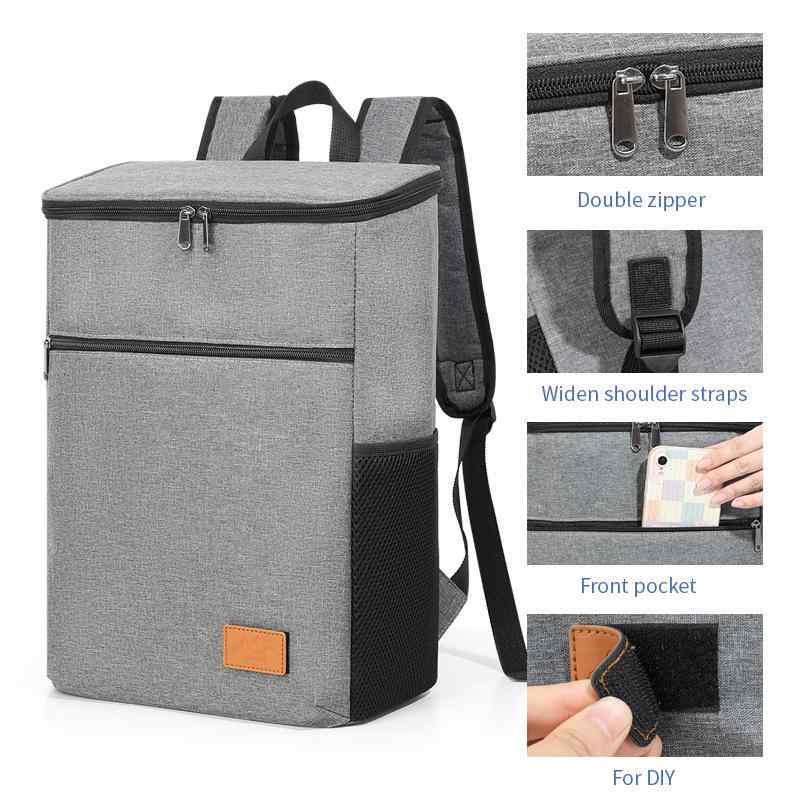 楽天花りぼんリュック 大容量 バックパック 保冷保温対応 クーラー機能付き オックスフォード生地 アウトドア キャンプ ピクニック 遠足 旅行 普段使い 携帯用 折りたたみ ネイビー ブラック グレー（x2）