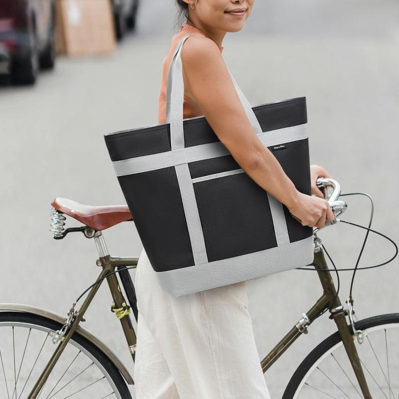 保冷バッグ 大容量 折りたたみ オックスフォード生地 厚手 アルミシート 防水 保温 アウトドア スーパー 買い物 ピザ用 トートバッグ(x2)