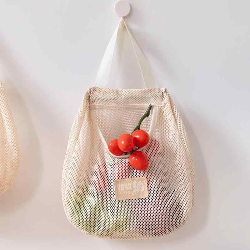 野菜保存袋 多機能 吊り下げ キッチン 壁掛け メッシュ オックスフォード生地製 衣類 靴下 下着 ブラジ..