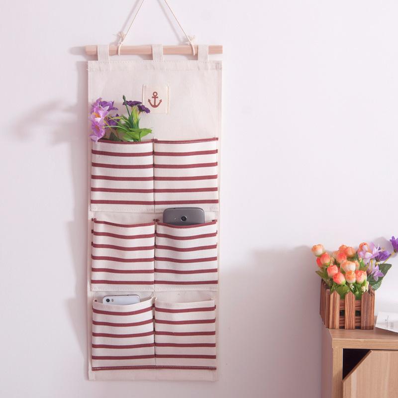 ウォールポケット スリッパ 小物入れ 壁掛け ドア裏 吊り下げ収納 痕が残らない 600Dオックスフォード生地 多ポケット ストライプ柄 日式