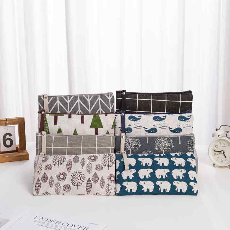 ポーチ レディース キャンバス生地 化粧品入れ ペンケース 筆箱 小銭入れ ミニ財布 小物入れ 収納ケース 携帯用 コンパクト 多機能 かわいい 学生 通学 旅行 普段使い チェック柄 アニマル柄