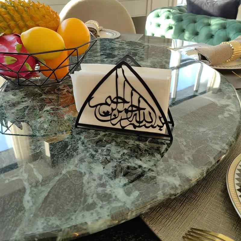 タオルホルダー ナプキンスタンド ペーパータオルスタンド アイアン製 イスラム書道デザイン 中東スタ..