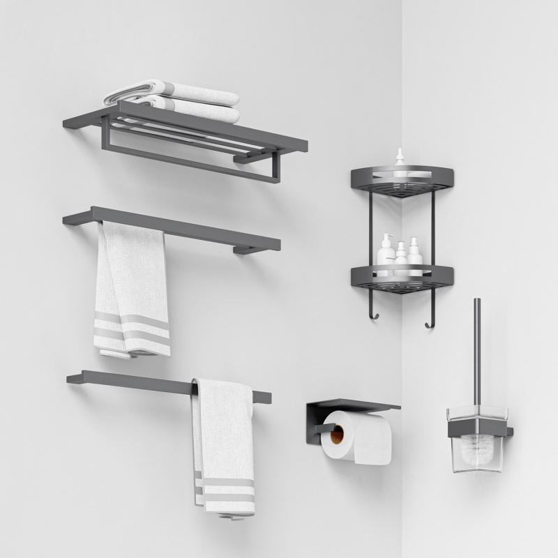 タオルハンガー バスルーム 洗面所 ステンレス製 焼き付け塗装 ガンメタルグレー モダン シンプル ミニ..