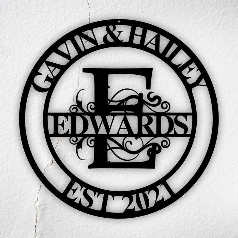 壁飾り ウォールデコ アイアン製 円形 カスタムアルファベット イニシャルロゴ メタルサイン アメリカ..