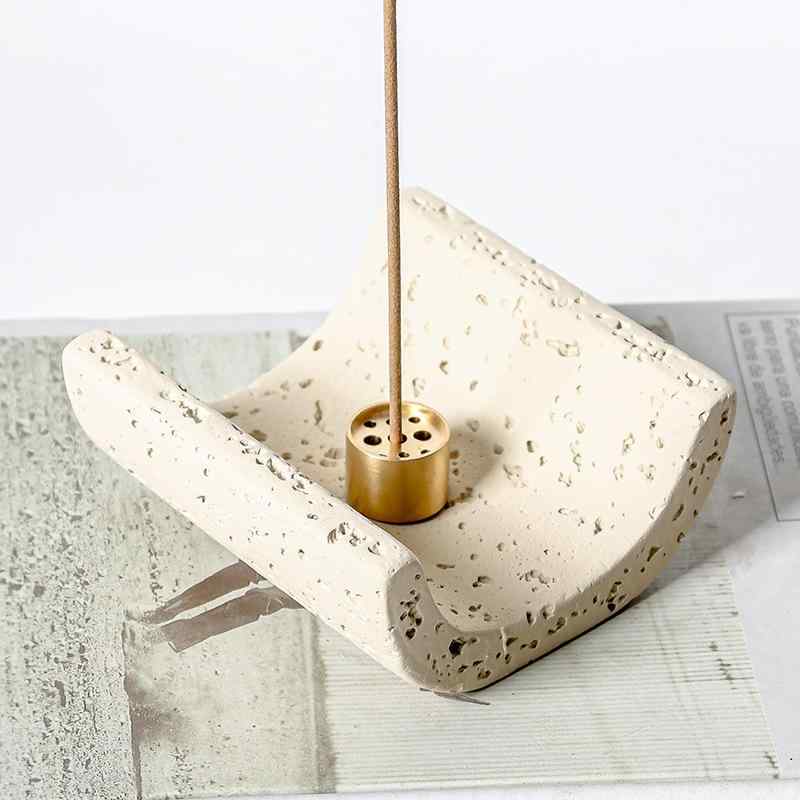 香炉 セメント 北欧風 モダン シンプル クリエイティブ ハンドメイド 線香立て アロマベース 室内 オフ..