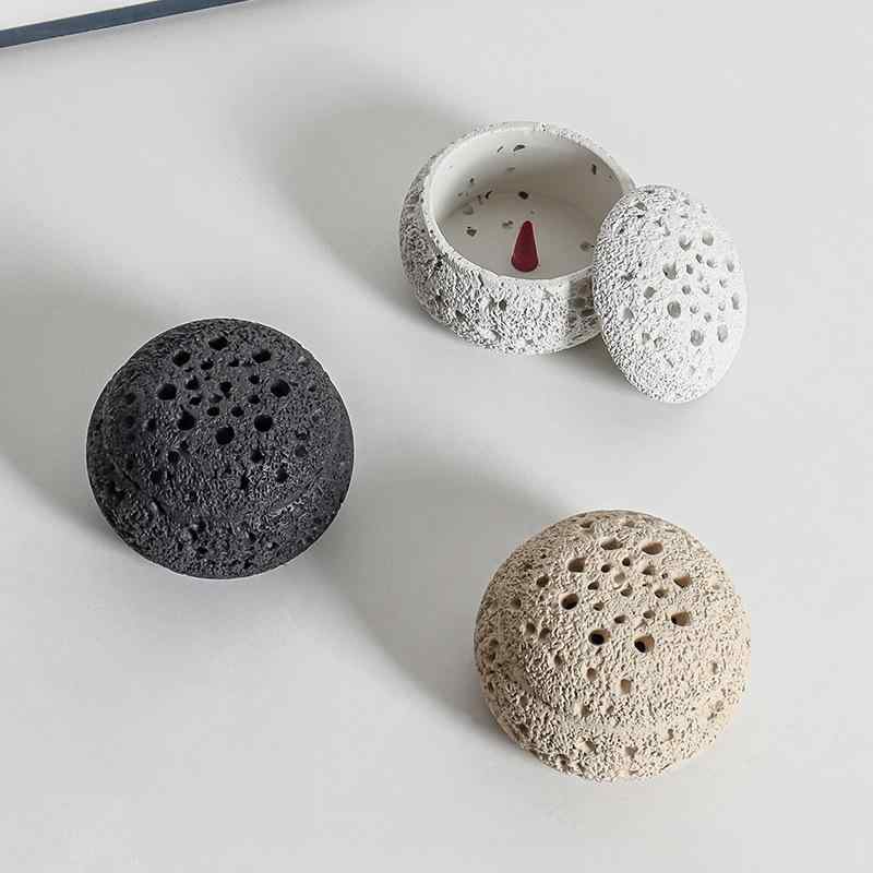 香炉 侘び寂び風 セメント製 黒石調 シンプルモダン 室内用 卓上 置物 アロマディフューザー アロマ芳..