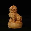 置物 黄楊木彫刻 獅子 印鑑 手持ち飾り デスク飾り インテリア 工芸品 無垢材 精巧な細工 文玩 縁起物 開運グッズ キーホルダー バッグチャーム