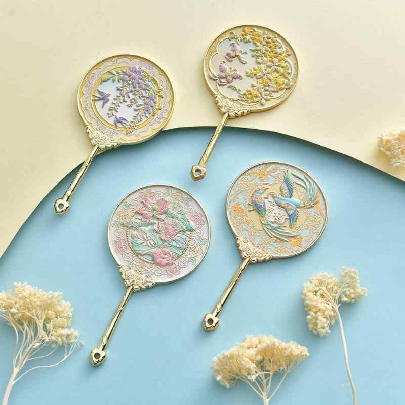 メイクアップミラー 手鏡 携帯用 ポータブル コンパクト 折りたたみ レトロ風 中国風 オリエンタル 合..