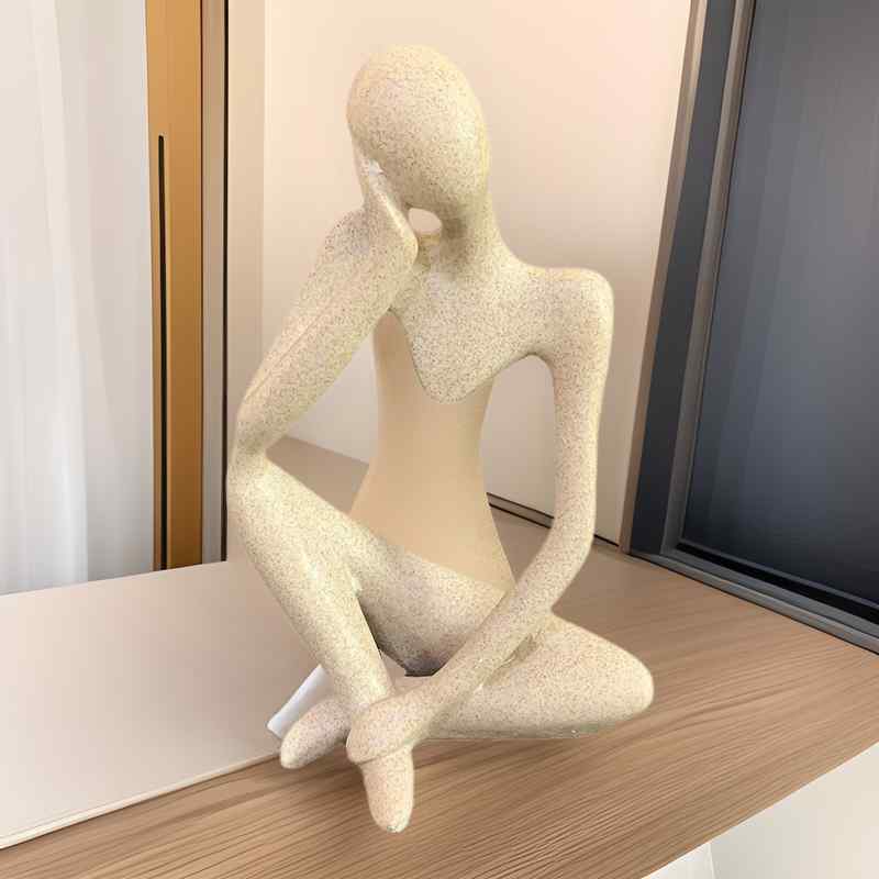 置物 北欧風 モダン抽象 瞑想する人 砂岩製 大型 アート インテリア飾り 禅風デザイン リビング 書斎 オフィス 卓上 おしゃれ ユニークな人物像(3)