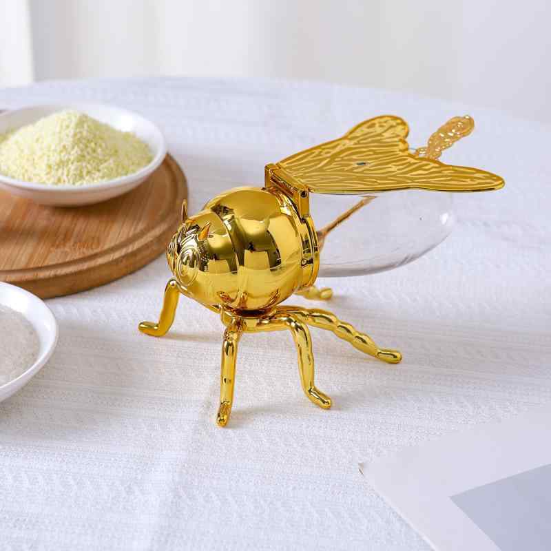 保存容器 プラスチック製 ミツバチモチーフ ゴールド 北欧風 高級感 キッチン 卓上 シュガーポット 調..