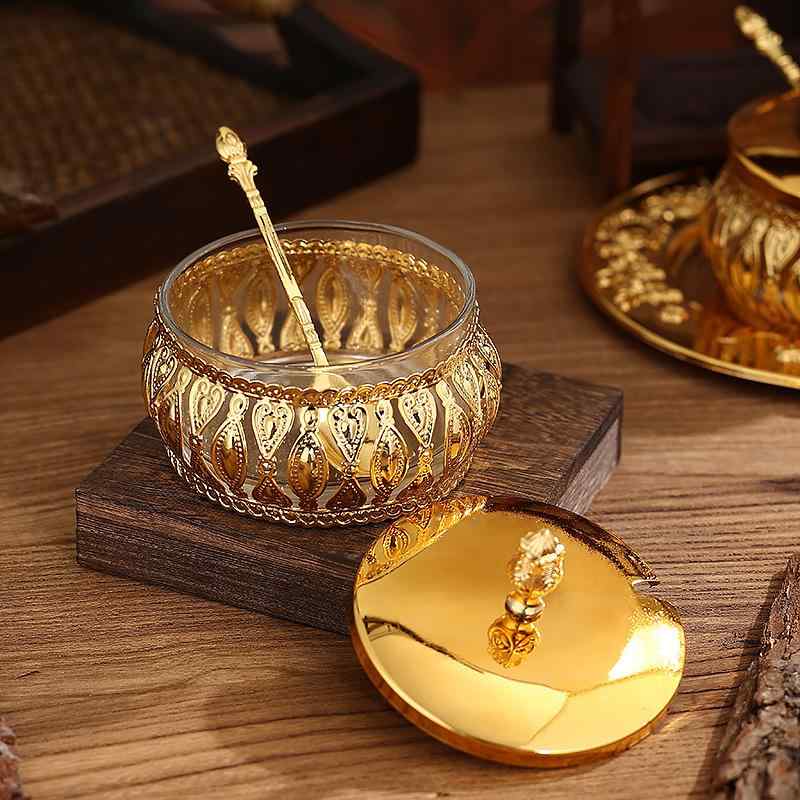 シュガーポット 砂糖入れ スプーン付き ガラス製 密閉容器 家庭用 キッチン 調味料入れ 北欧風 アイア..