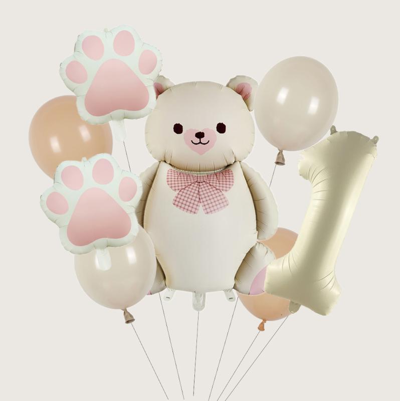 バルーン 風船 ベビー 子供 1歳 誕生日 パーティー お祝い 飾り付け デコレーション セット マット パンダ 足跡 アルミホイル キャラクター 動物