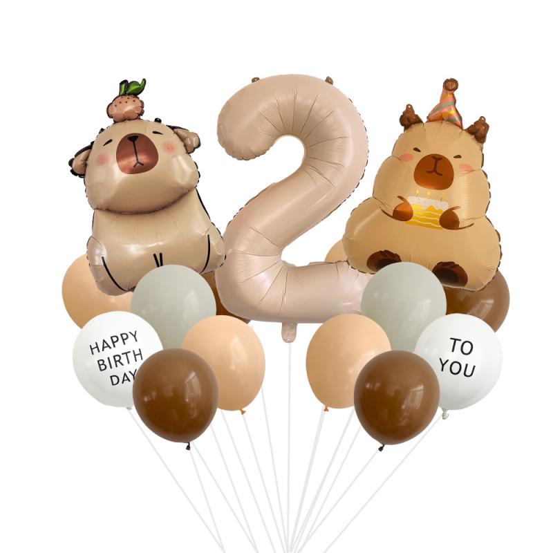 バルーン 風船 カピバラ キャラクター アルミフィルム 誕生日 パーティー デコレーション アニマル ユニーク かわいい キャラメルカラー 飾り