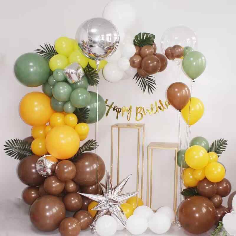 バルーンチェーン 誕生日パーティー 開業イベント用 レトロカラー コーヒー アボカドグリーン ミックスカラー 丸型 ラテックス ゴム風船 デコレーション 飾り付け おしゃれ(x2)