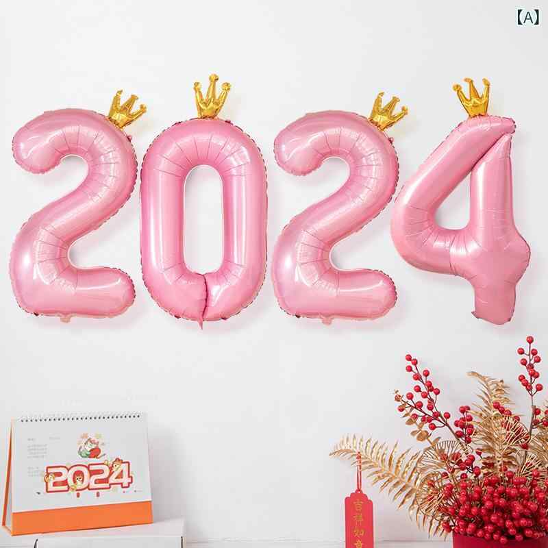 バルーン 風船 2024 ナンバー 王冠 クラウン アルミ製 特大 ビッグサイズ 新年 元旦 年越し イベント パーティー 誕生日 結婚式 記念日 デコレーショ...