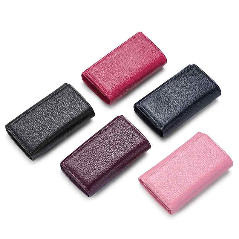 キーケース レディース 本革 牛革 ライチ型押し 多機能 三つ折り 短財布 おしゃれ コンパクト ミニ ウォレット 小銭入れ 上質 柔らかな ファッション小物 ブラック ピンク パープル