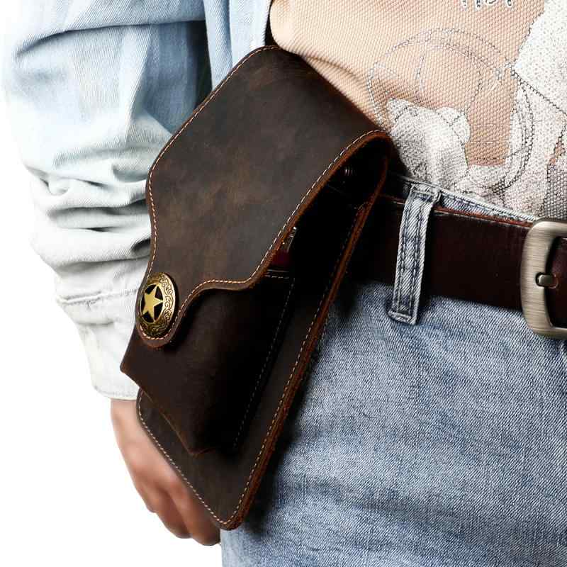 ウエストポーチ メンズ 本革 牛革 クレイジーホースレザー ベルト通し スマホポーチ シガレットケース ..