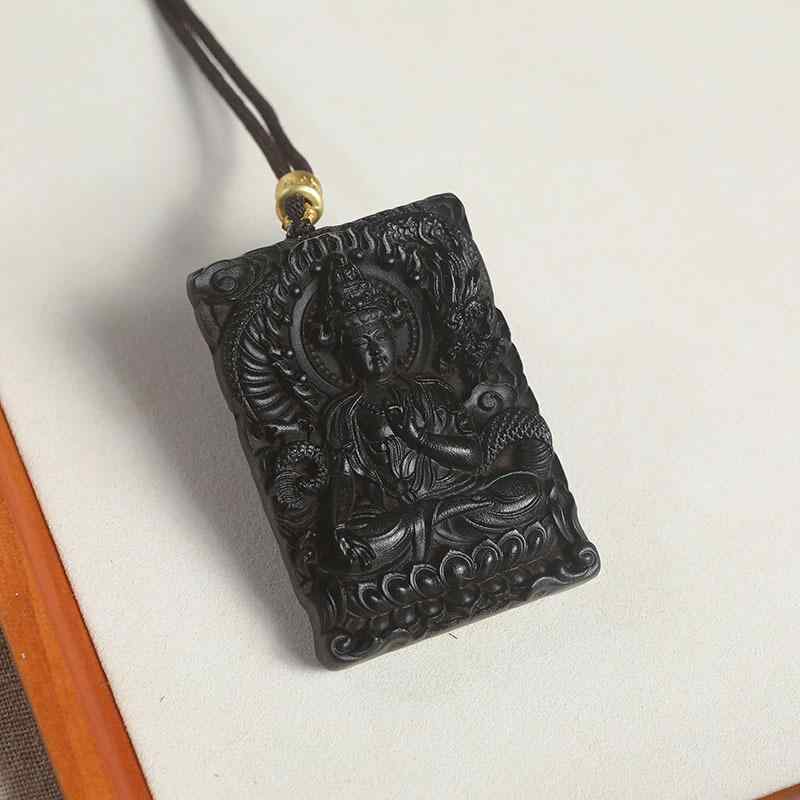 ネックレス 沈香 香木 天然木 御龍 観音 木彫り プレート ペンダント 東洋風 アジアンテイスト 開運 厄除け 無事息災 縁起物 お守り 男女兼用 普段使い