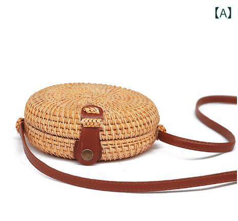 かごバッグ レディース ミニ 斜めがけ ポシェット ラタン 編み込み 手作り 軽量 大人かわいい レトロ ナチュラル ヴィンテージ風 カジュアル フェミニン レザーベルト お出かけ 普段使い