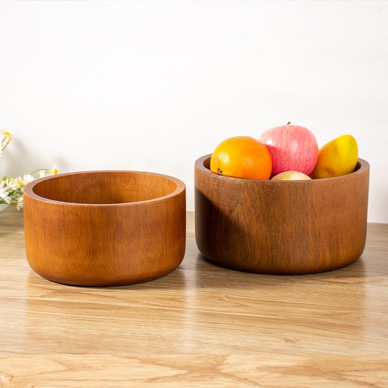 フルーツボウル タイ産 無垢材 一枚板 彫刻 卓上収納 リビング ダイニング 果物 ドライフルーツ スナック菓子 レトロ 円形 シンプル 木製 整理 小物入れ(3)