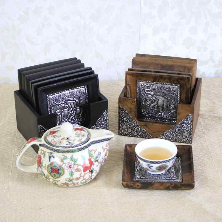 コースター タイ風 おしゃれ 竹製 無垢材 木製 カップマット 茶托 断熱 耐熱 茶道小物 普段使い 来客用..