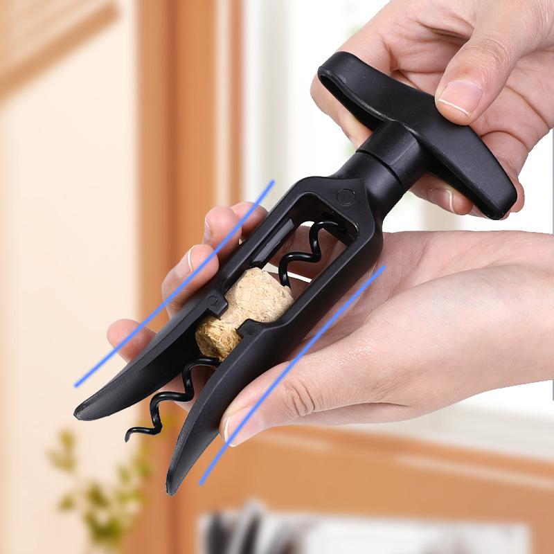 ワインオープナー ウイング式 コルクスクリュー 栓抜き 家庭用 多機能 炭素鋼 ポリプロピレン ブラック..