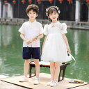 子供服 漢服 キッズ 男女兼用 新中華風 ワンピース 夏 ダンス衣装 発表会 民族舞 演出服 幼稚園 園服 卒園式 卒業式 ドレス 綿素材 柔らかな肌触り
