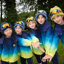 学生服 小学生 幼稚園児 ジュニア 男女兼用 ウィンドブレーカー ジャケット パーカー ロングパンツ 3点セット グラデーション フード取り外し可能 裏起毛 綿混 ポリエステル スクール スポーツ 運動着 通年