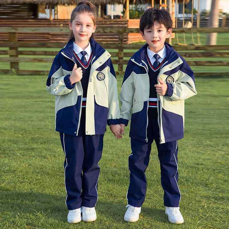 校服 スクールユニフォーム 小学生 キッズ ジュニア 男女兼用 通学 スポーツウェア セットアップ 上下セット ウィンドブレーカー ジャケット ポリエステル 通年 ジップアップ フード付き