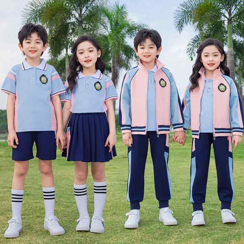 校服 小学生 園児 キッズ 男女兼用 通年 スクール風 スポーツウェア 綿100% 柔らか素材 ジップアップ セットアップ 半袖 長袖 上下セット 卒業式 卒園式 入学式 記念写真