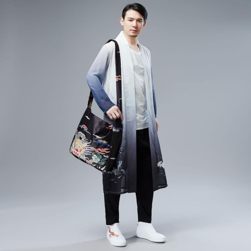 羽織り 長衫 メンズ 男性用 シフォン 薄手 綿 UVカット 日焼け対策 カジュアル 民族衣装 青年向け 中華..
